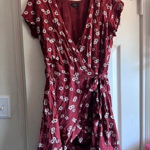 LOFT Burgundy Floral Mini Dress